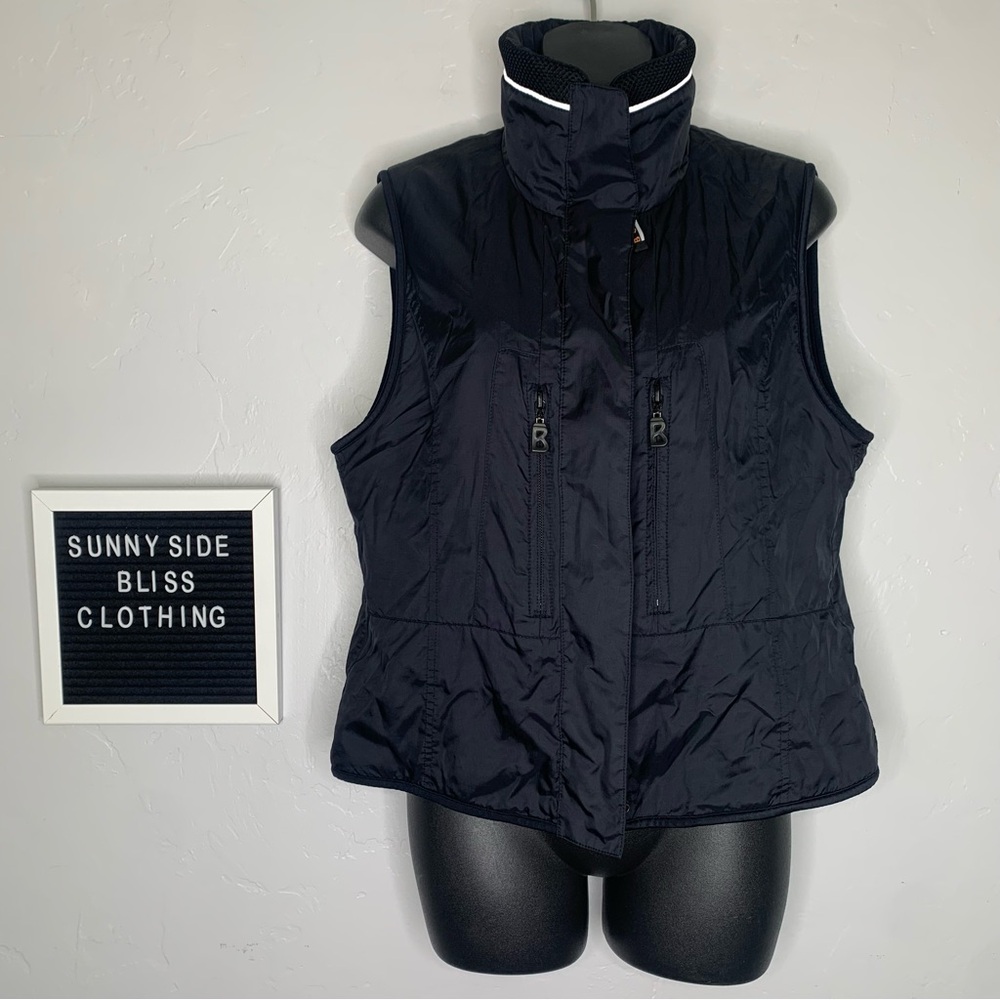 Bogner Black High Neck Puffer Outdoor Zip Vest Fleece Lined Size 8 Women’s - Picture 1 of 10
